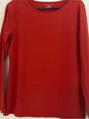 Ann Taylor Vibrant Red Scoop Neck Top
